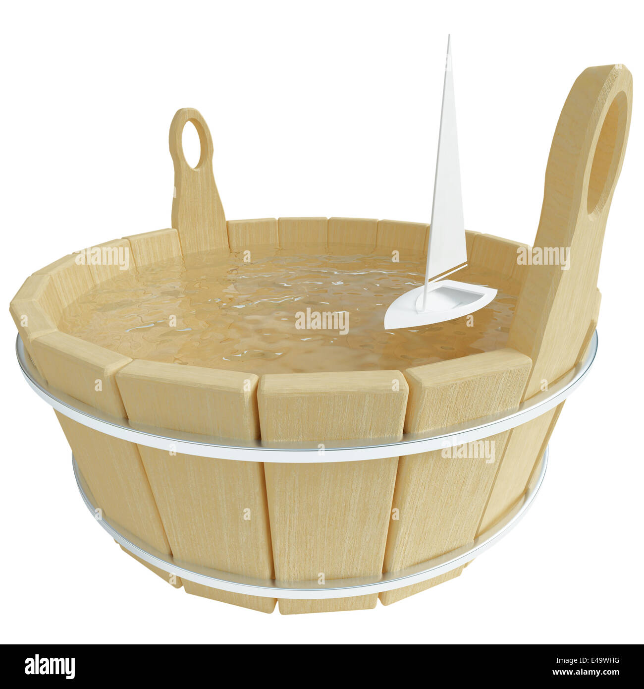 Spielzeug-Segelboot in klarem Wasser Stockfoto