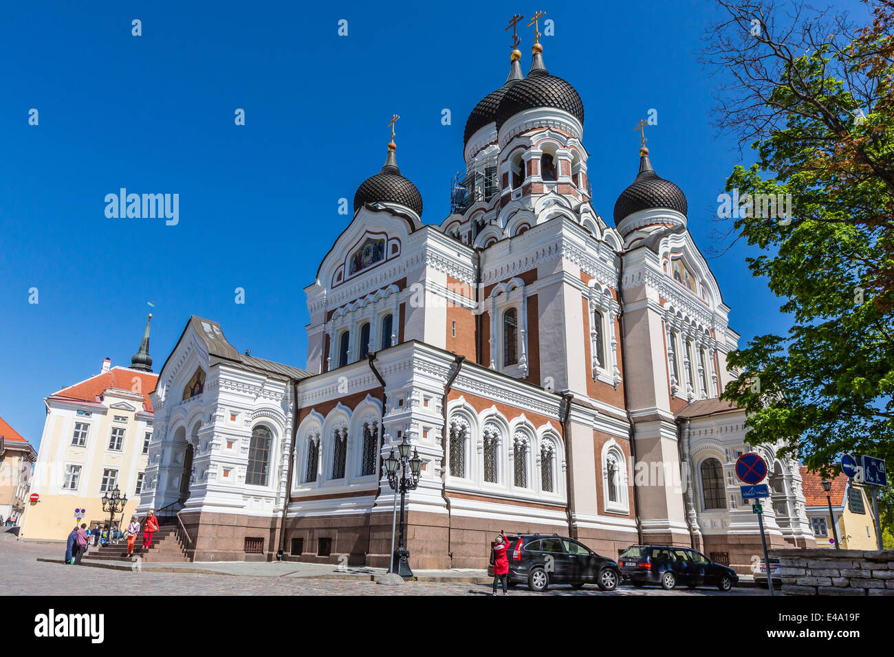 Außenansicht einer orthodoxen Kirche in der Hauptstadt Tallinn, Estland, Europa Stockfoto