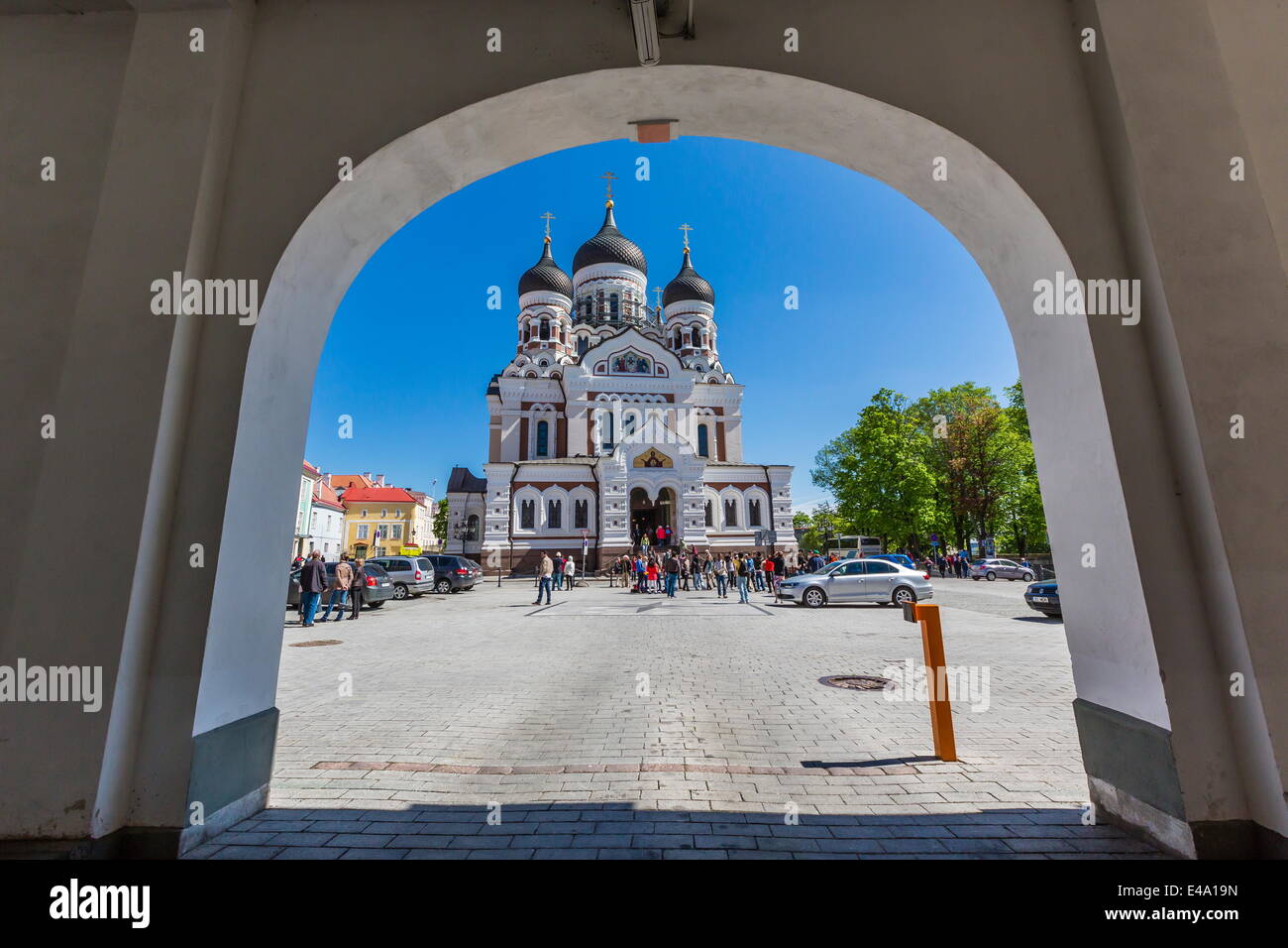Außenansicht einer orthodoxen Kirche in der Hauptstadt Tallinn, Estland, Europa Stockfoto