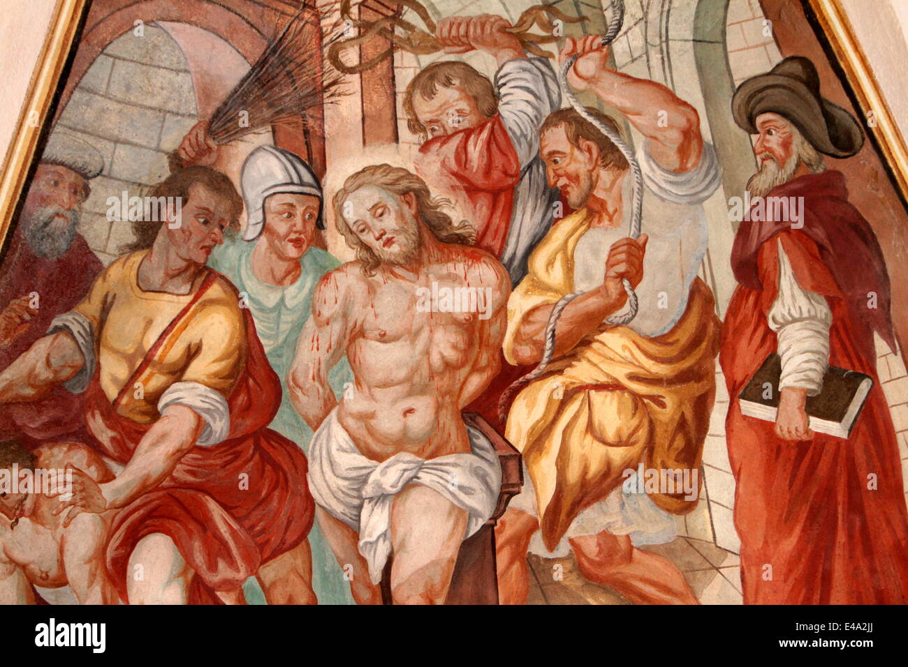 Die Bestrafung von Jesus, Mariä Himmelfahrt-Kirche, Cordon, Haute-Savoie, Frankreich, Europa Stockfoto