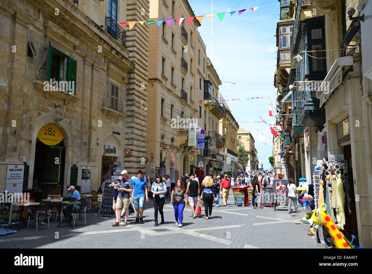 Fußgängerzone, Republic Street, Valletta (Il-Belt Valletta), südlichen Hafenviertel, Malta Xlokk Region, Republik Malta Stockfoto