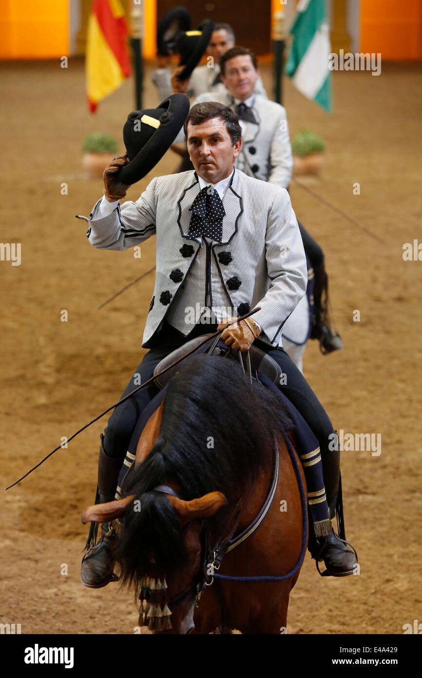 Zeigen Sie der königlichen andalusischen School of Equestrian Art, Jerez, Andalusien, Spanien, Europa Stockfoto