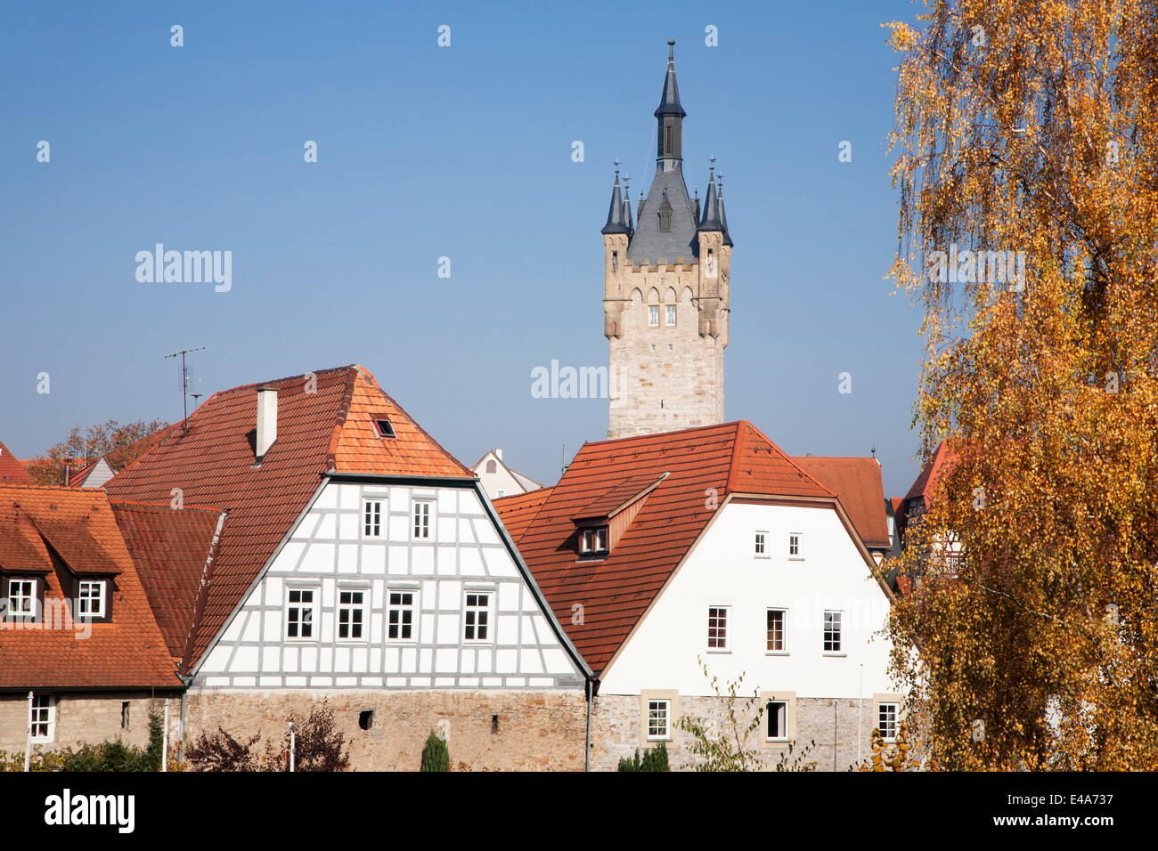 Altstadt mit Blauer Turm Tower, Bad Wimpfen, Neckartal-Tal, Baden-Württemberg, Deutschland, Europa Stockfoto