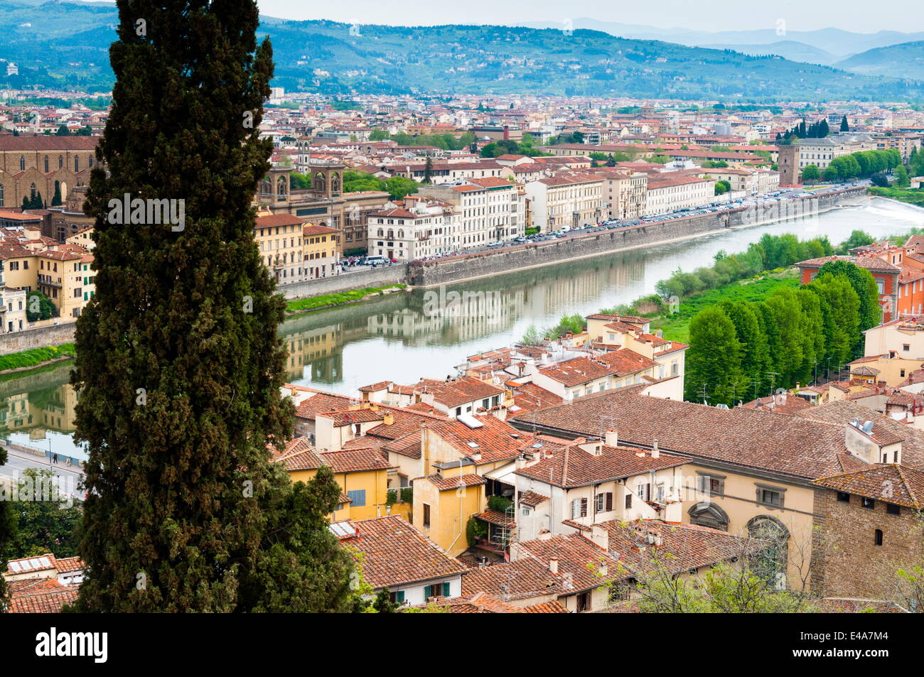 Ansicht der Stadt von Florenz, Fluss Arno, Florenz (Firenze), UNESCO-Weltkulturerbe, Toskana, Italien, Europa Stockfoto