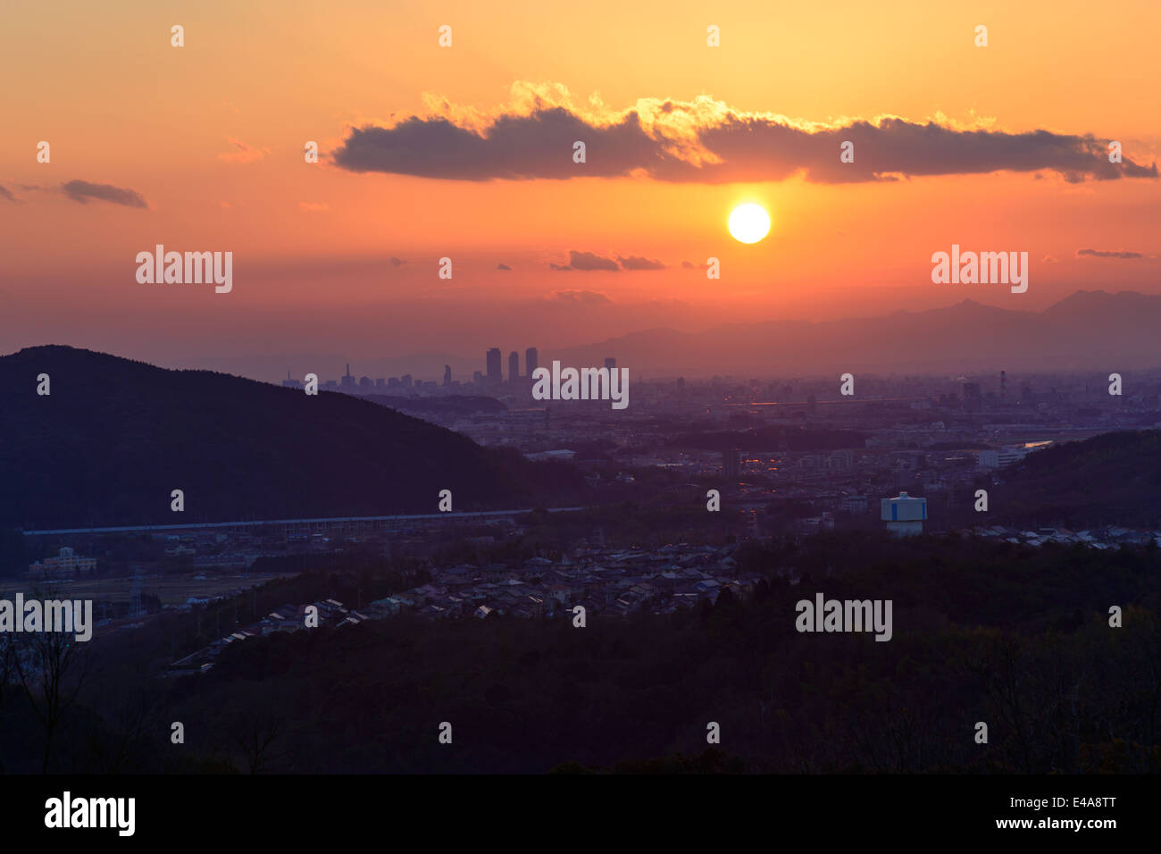 Der Stadt Nagoya in der Abenddämmerung Stockfoto