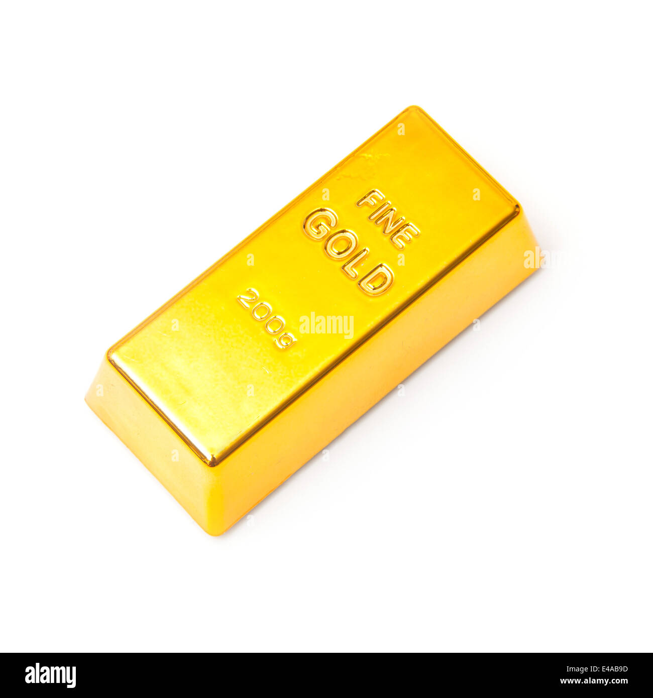 200 Gramm gold Bar oder Barren isoliert auf einem weißen Studio-Hintergrund. Stockfoto