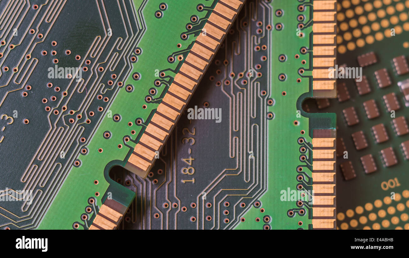 Makroaufnahme der 3 RAM Prozessoren Stockfoto