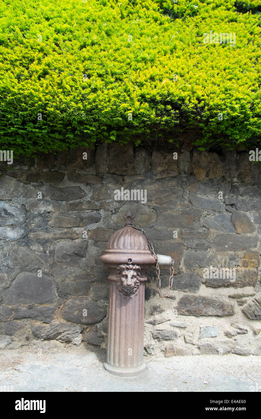 Eine alte Hydranten im Dorf Brampton Bryan, Herefordshire, England. Stockfoto