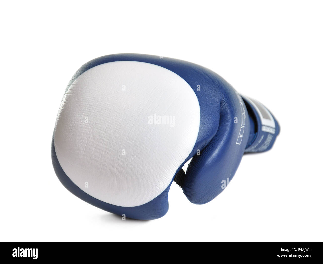 Handschuh Boxen Box allein blaue Sport Sportbekleidung Objekt Hintergrund weiss isoliert Isolierung isolieren kämpfen Kraft. Gesundheit gesunde imag Stockfoto