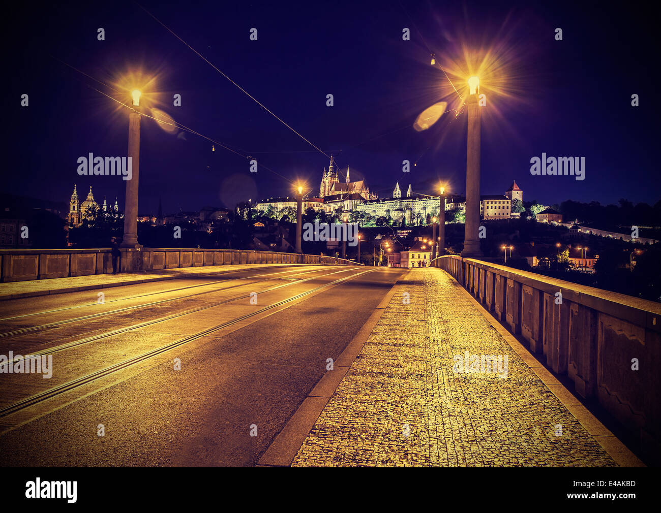 Prag bei Nacht, Tschechien. Stockfoto