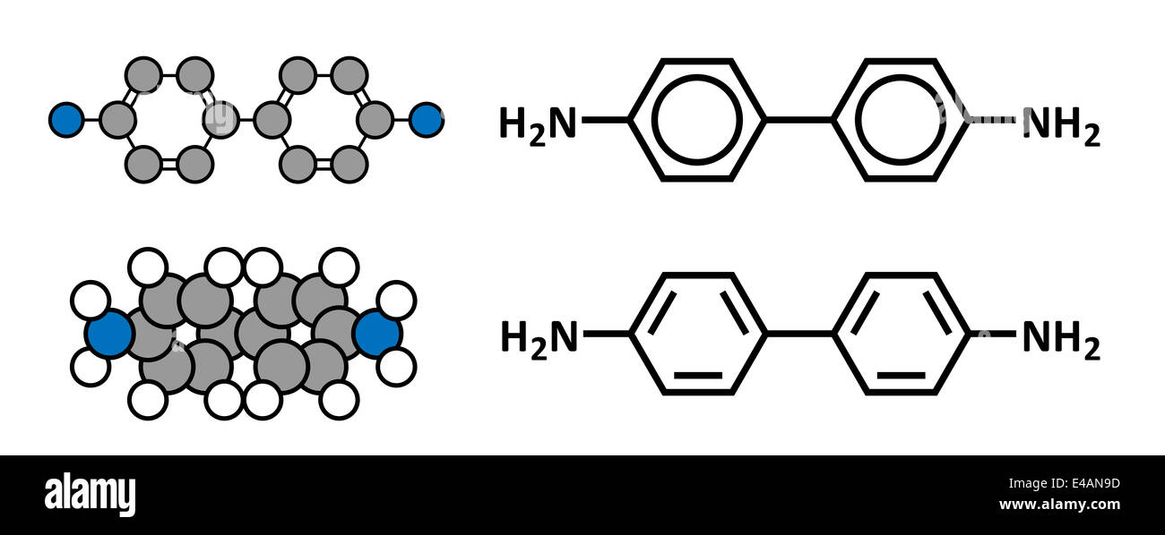 Benzidine (4, 4'-Diaminobiphenyl) chemische. Stark krebserregend. Herstellung von Farbstoffen verwendet. Stockfoto