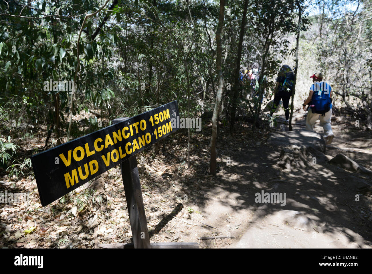 Trail zu vulkanischen Schlammpötte, Rincon De La Vieja Nationalpark, Costa Rica Guanacaste Provinz Stockfoto