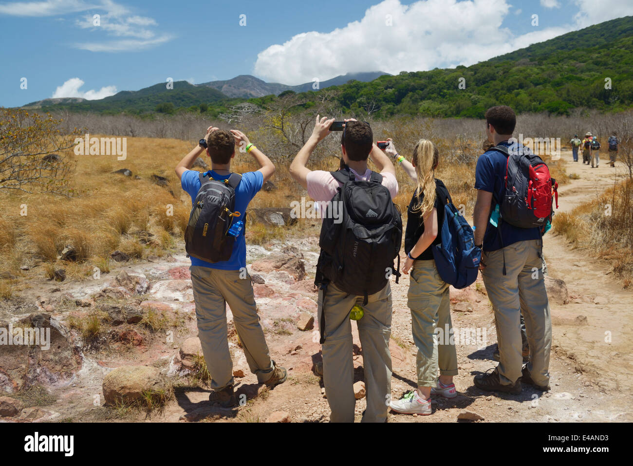 Teenager Ökotourismus Gruppe, Rincon De La Vieja Nationalpark, Costa Rica Guanacaste Provinz Stockfoto