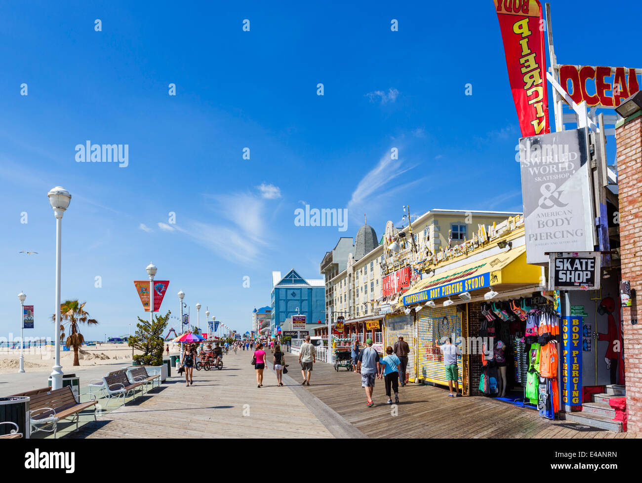 Der Boardwalk am Ocean City, Worcester County, Maryland, USA Stockfoto