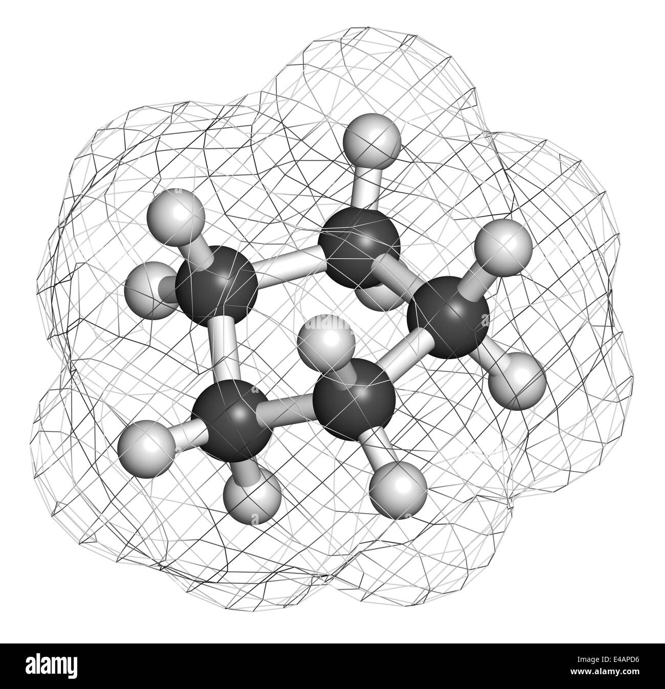 Cyclopentan Cycloalkane Molekül. In Kühl- und Gefrierschränken und für viele andere Zwecke verwendet. Stockfoto