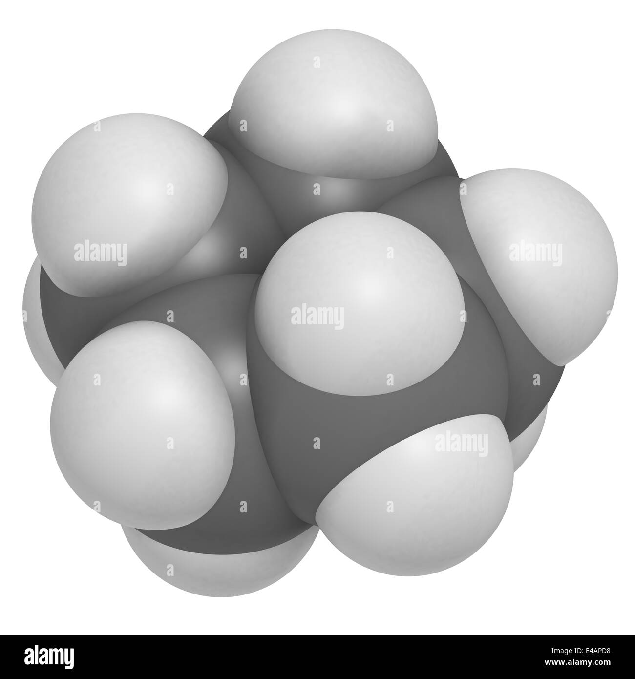 Cyclopentan Cycloalkane Molekül. In Kühl- und Gefrierschränken und für viele andere Zwecke verwendet. Stockfoto