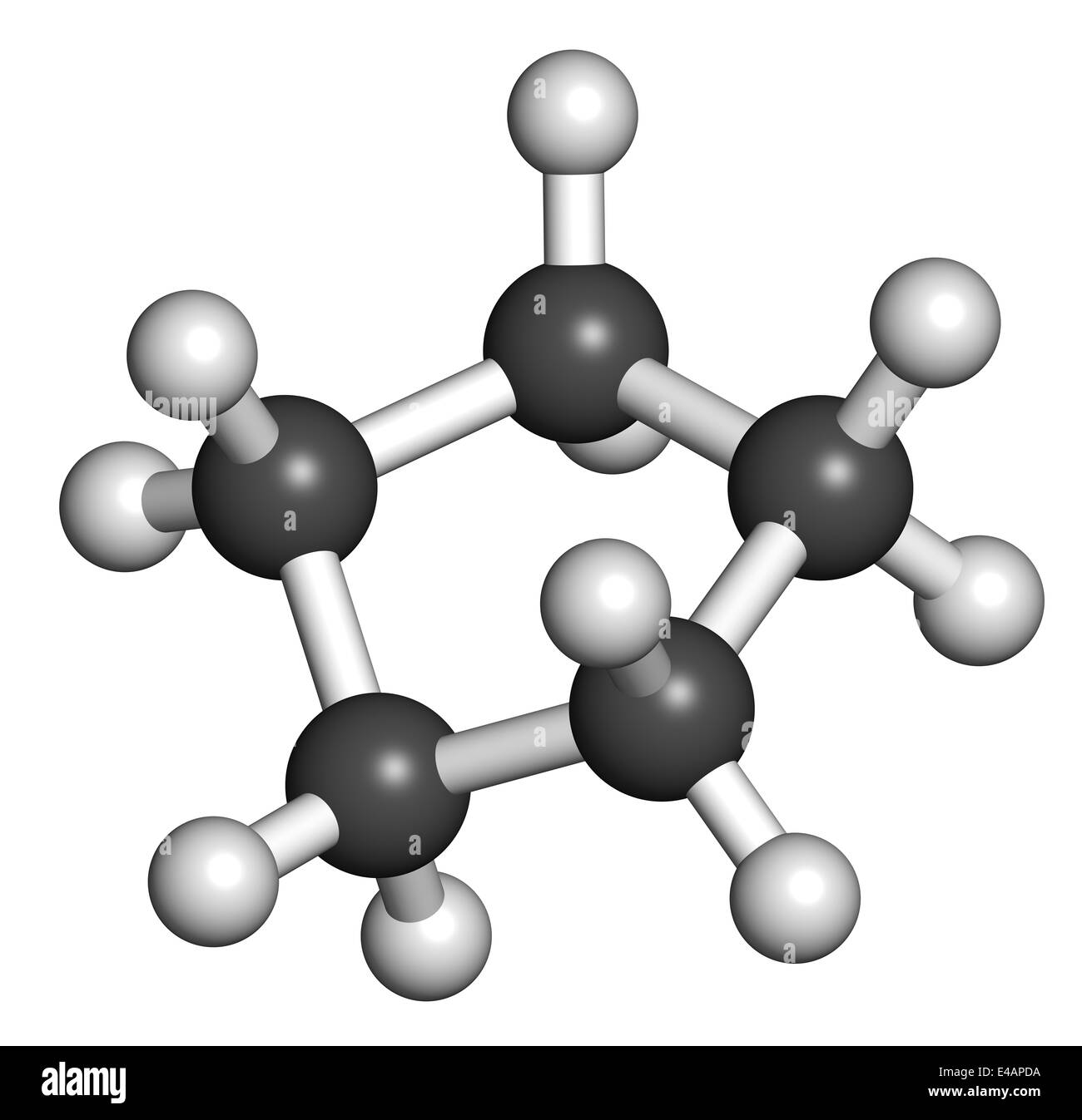 Cyclopentan Cycloalkane Molekül. In Kühl- und Gefrierschränken und für viele andere Zwecke verwendet. Stockfoto