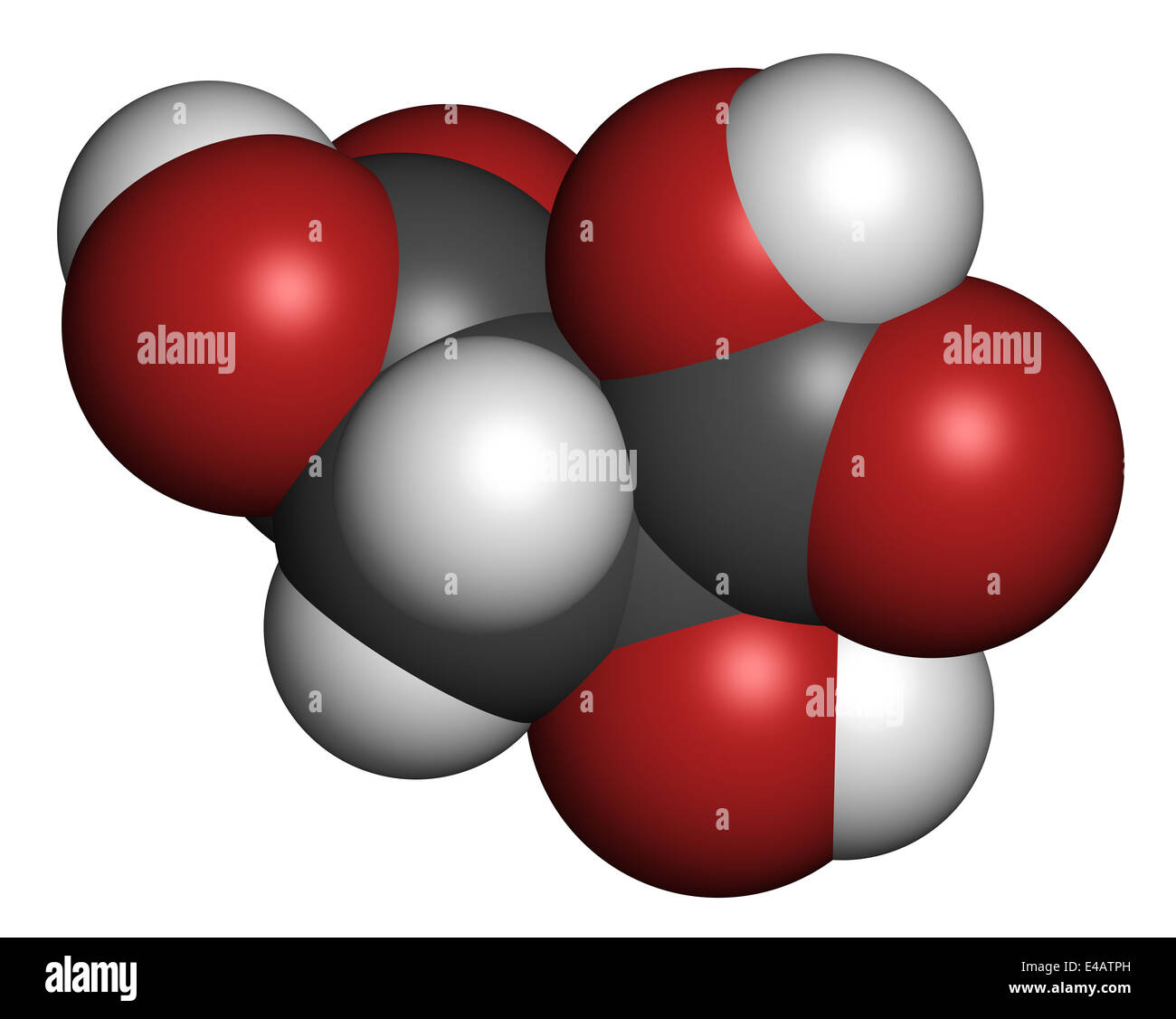 Apfelsäure organisches dicarboxylic saure Molekül. Natürlich Gegenwart in allen lebenden Organismen und als Lebensmittelzusatzstoff verwendet. Stockfoto