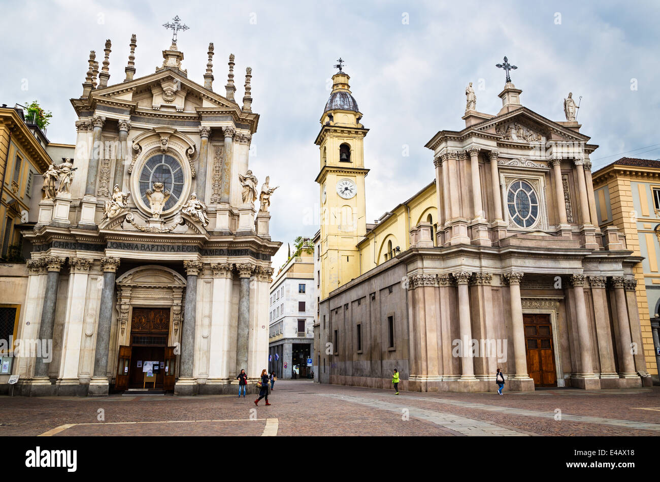 Kirchen von San Carlo und Santa Cristina, Piazza San Carlo, Turin, Italien. Stockfoto