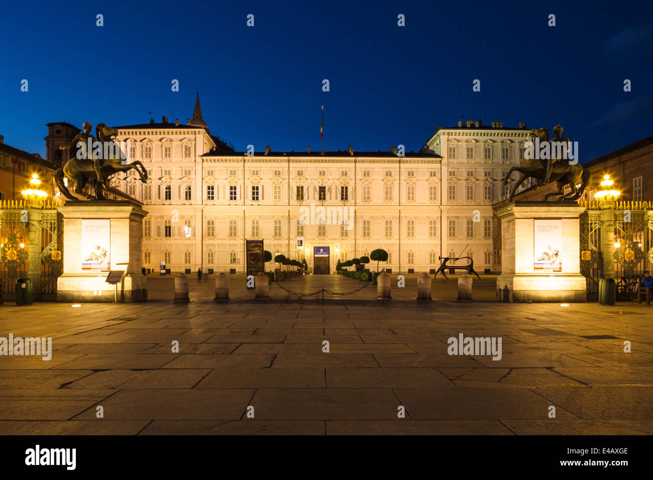 Der Palazzo Reale in der Nacht, Turin, Italien. Stockfoto