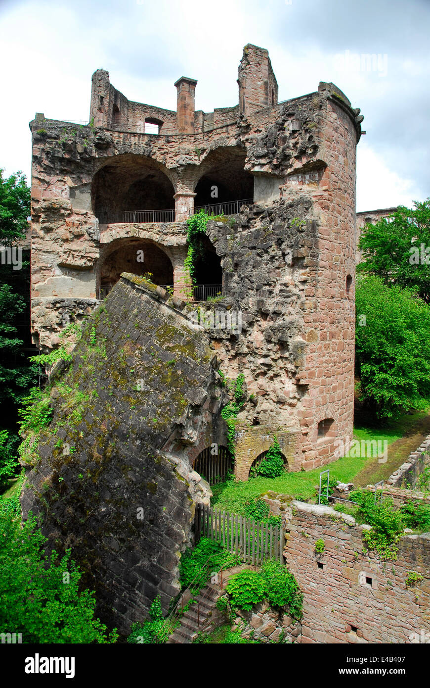 Ruinen der alten Heidelberger Schloss in Heidelberg, Deutschland Stockfoto