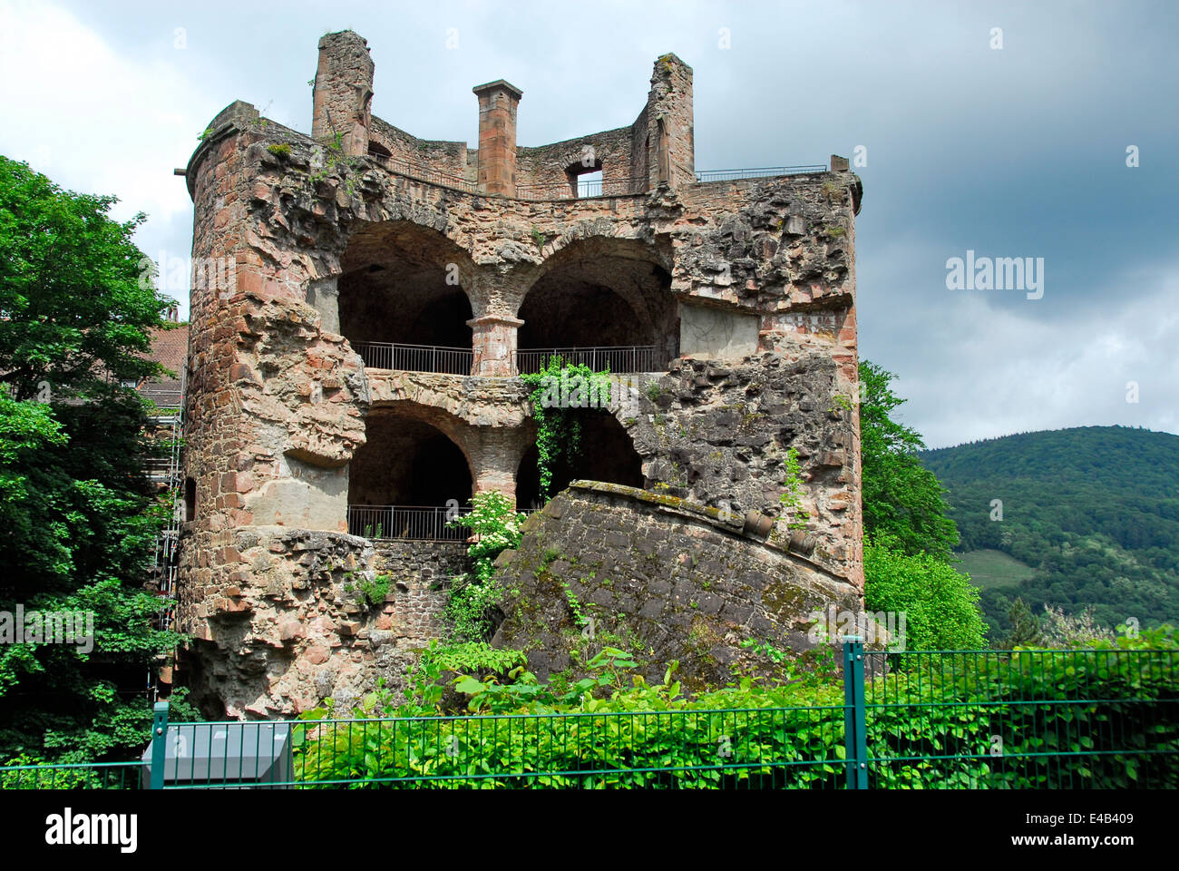 Ruinen der alten Heidelberger Schloss in Heidelberg, Deutschland Stockfoto