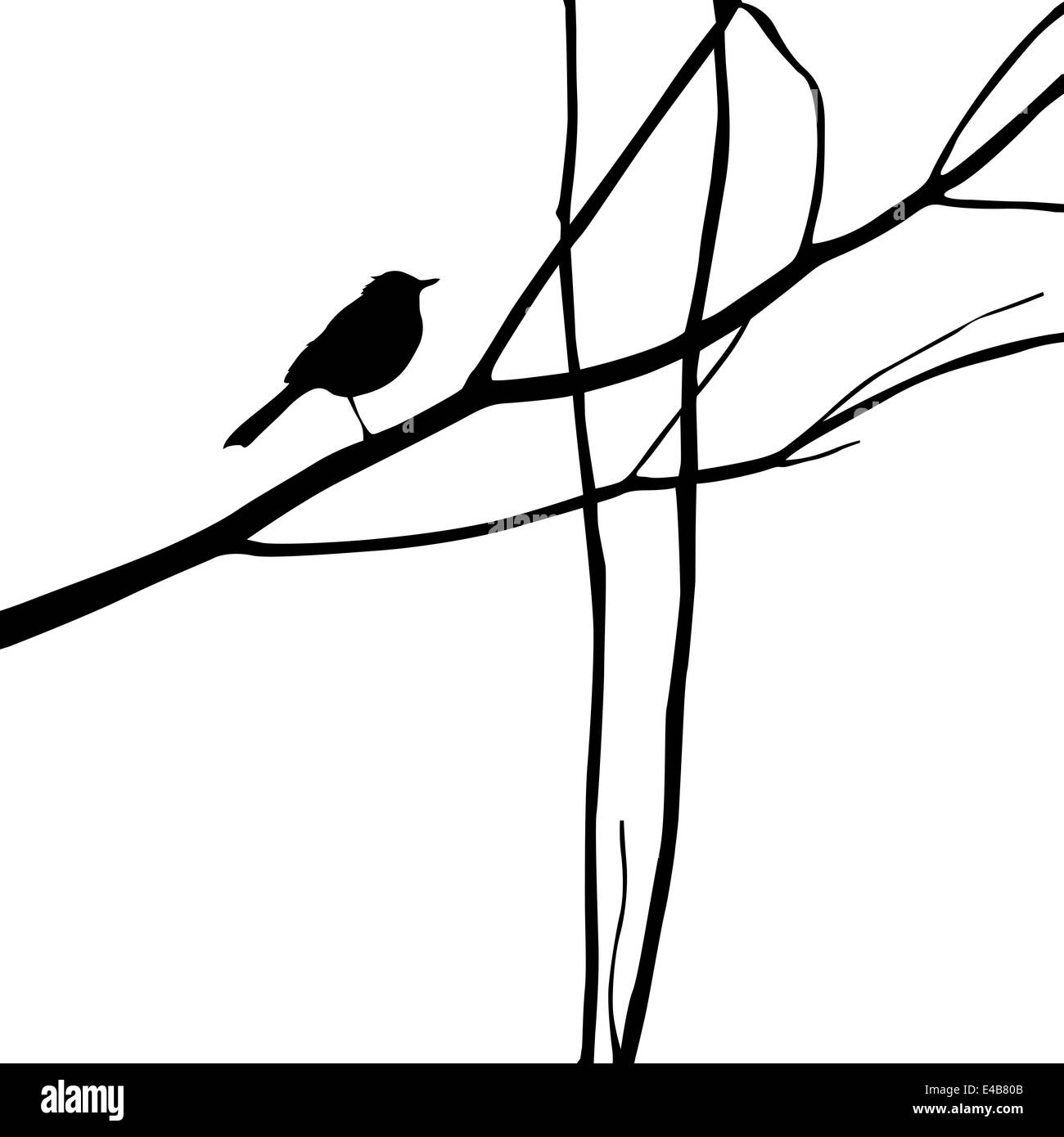 Vogel-Silhouette auf Holz Ast Stockfoto