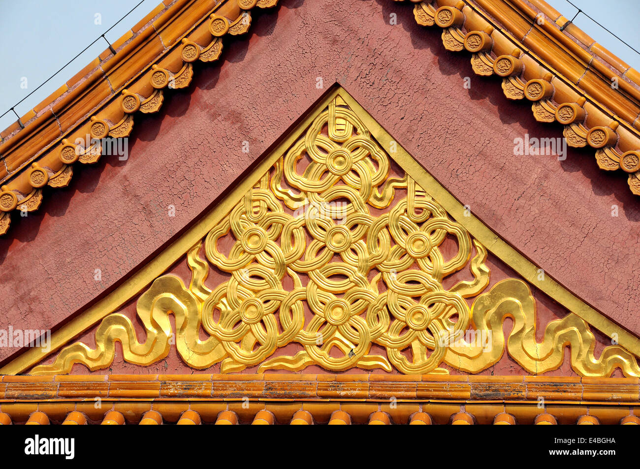 Dachdetails in der verbotenen Stadt Peking in China Stockfoto