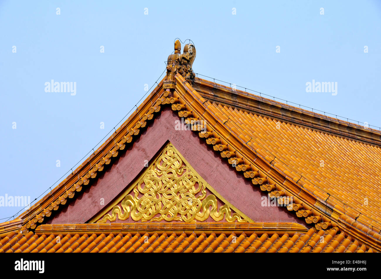 Dachdetails in der verbotenen Stadt Peking in China Stockfoto