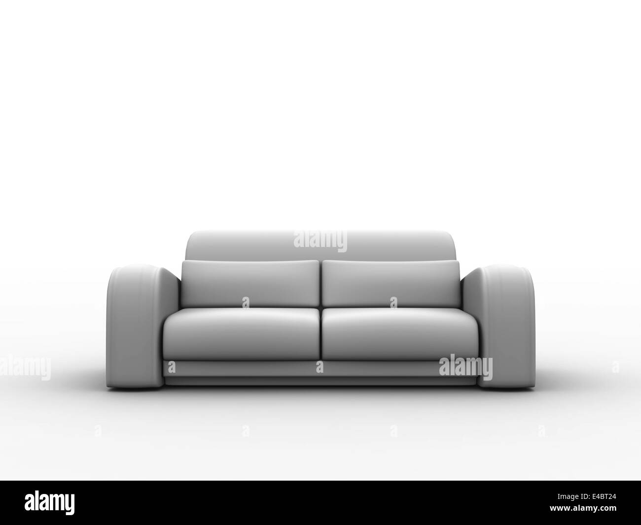 Sofa in neutralen Tönen auf weißem Hintergrund Stockfoto