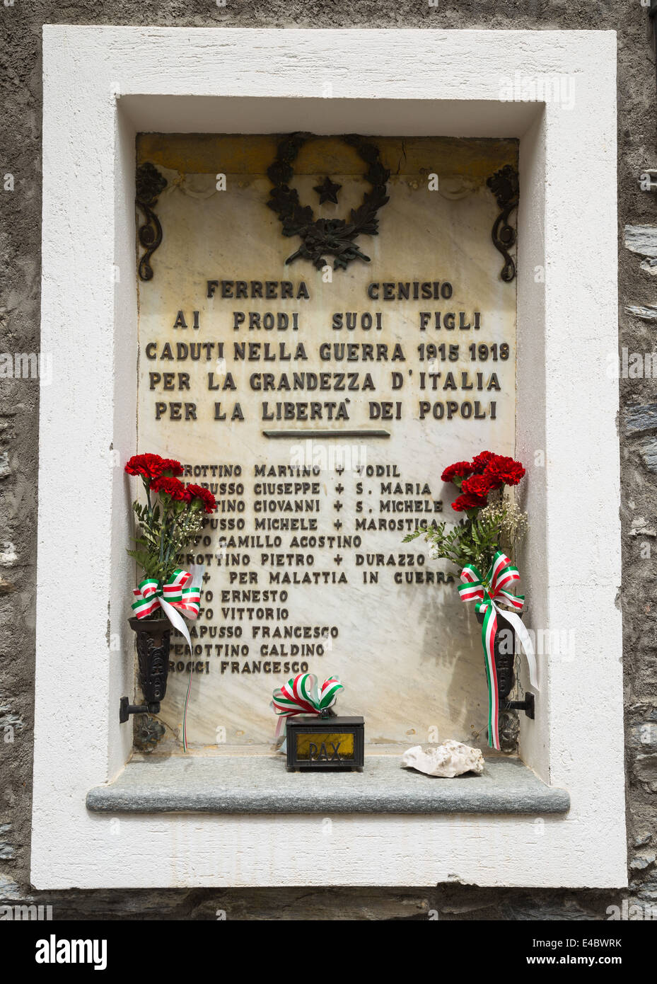 Ersten Weltkrieg Denkmal, Moncenisio, Susa-Tal, Italien. Stockfoto