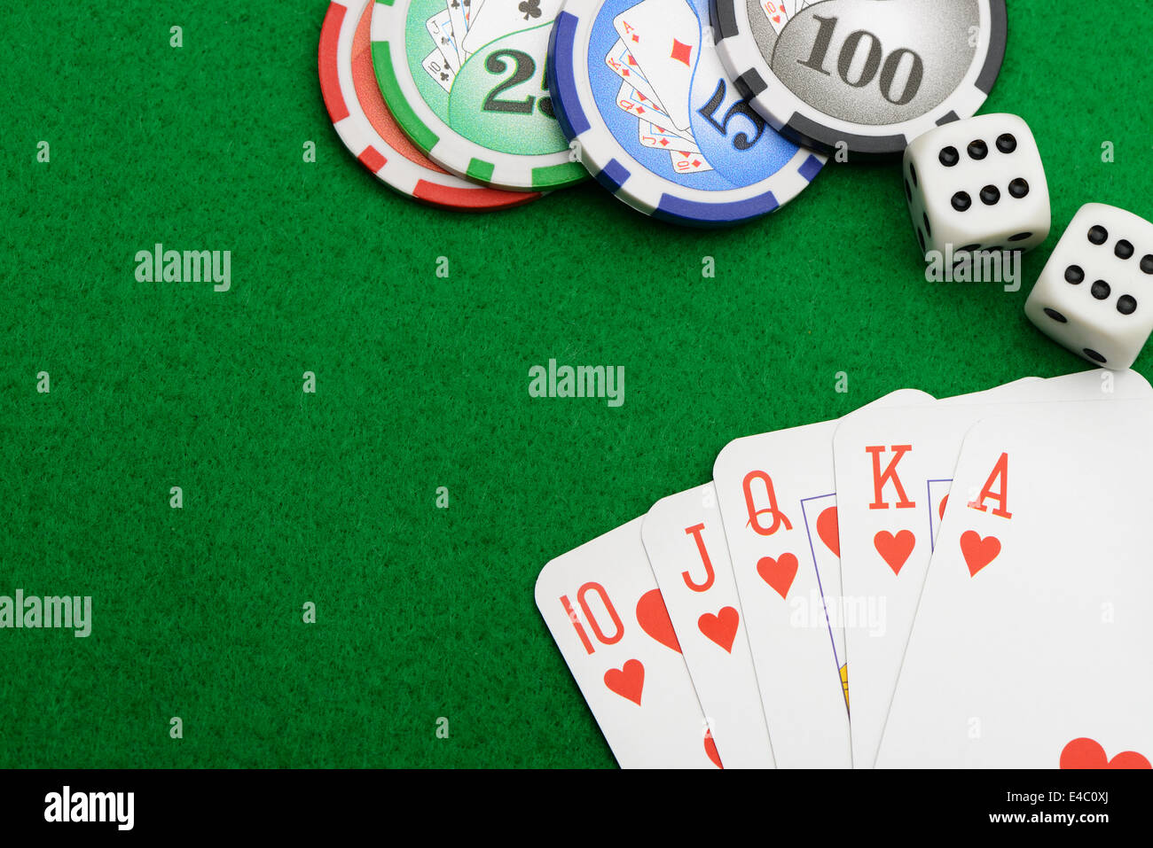 Kombination in einem Poker Royal Flush Stockfoto