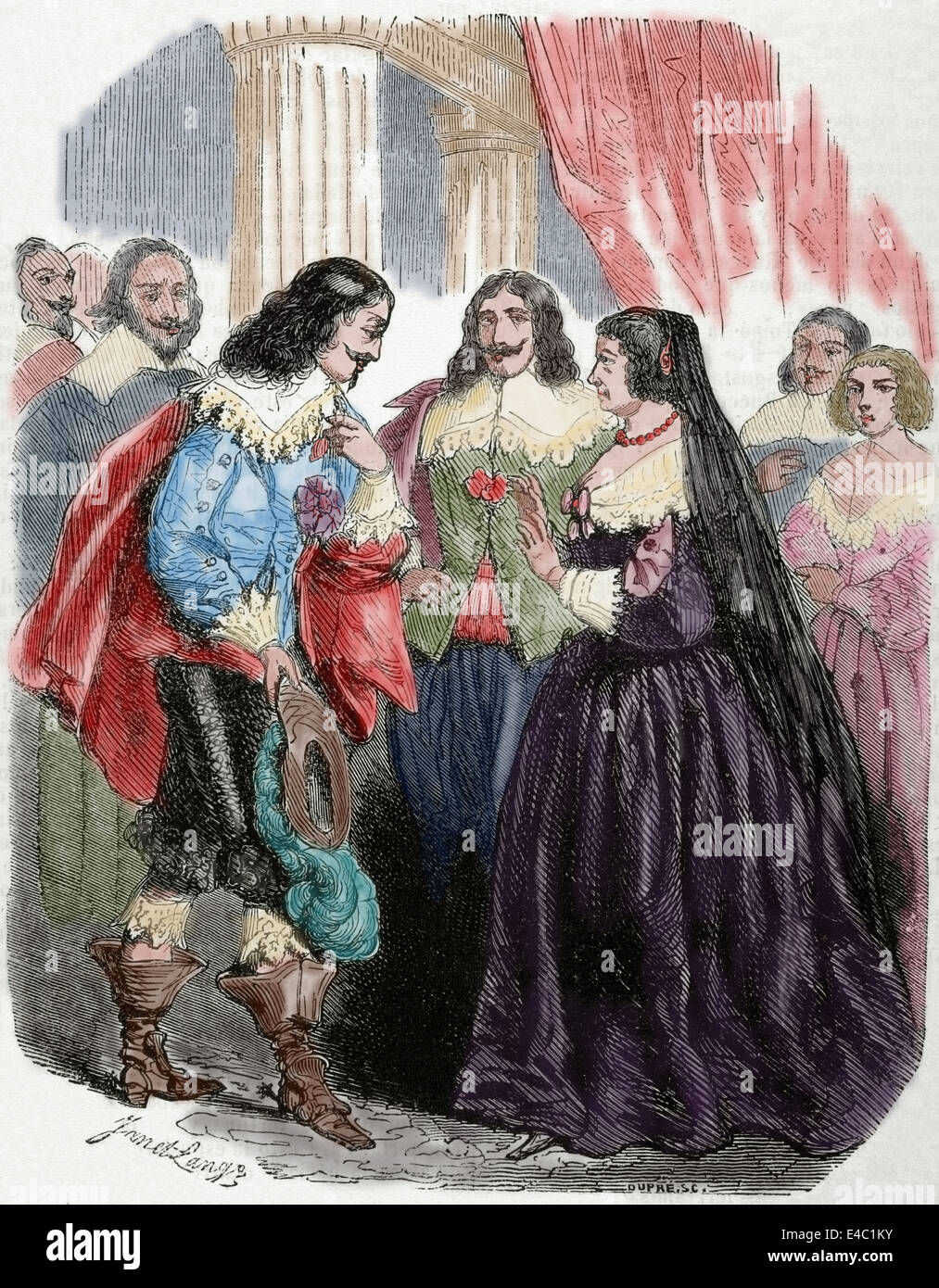 Louis XIII von Frankreich (1601-1643). Gespräch zwischen Louis XIII und seine Mutter Marie de Medici. Schloss Coursière Schloss. Farbige. Stockfoto