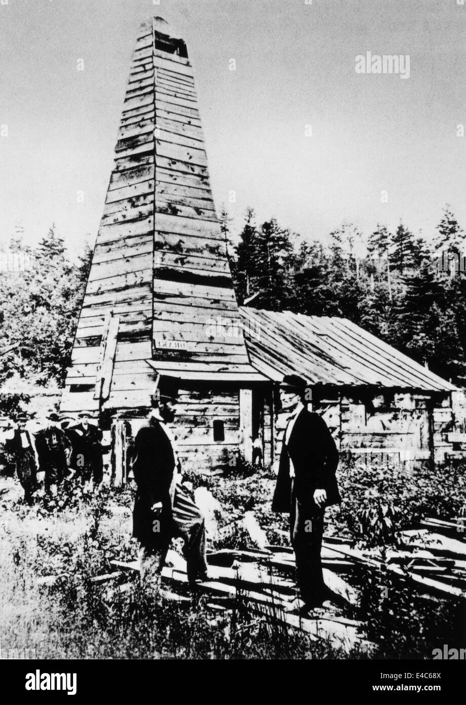 Erste kommerzielle Ölquelle in den Vereinigten Staaten, gebaut von Edwin L. Drake, Titusville, Pennsylvania, 1859 Stockfoto