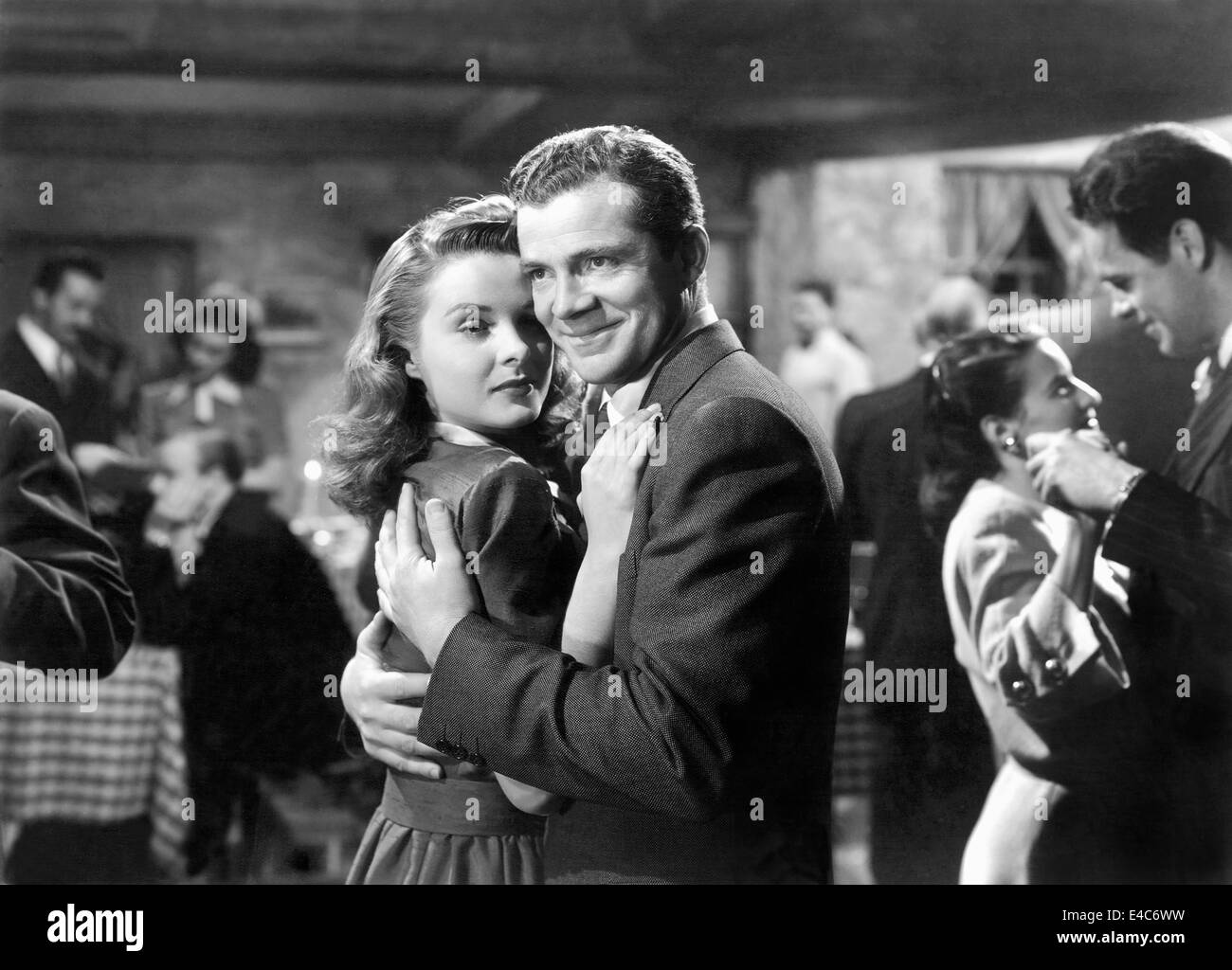 Jean Peters, Dana Andrews, am Set des Films, "Tiefe Wasser", 1948 Stockfoto