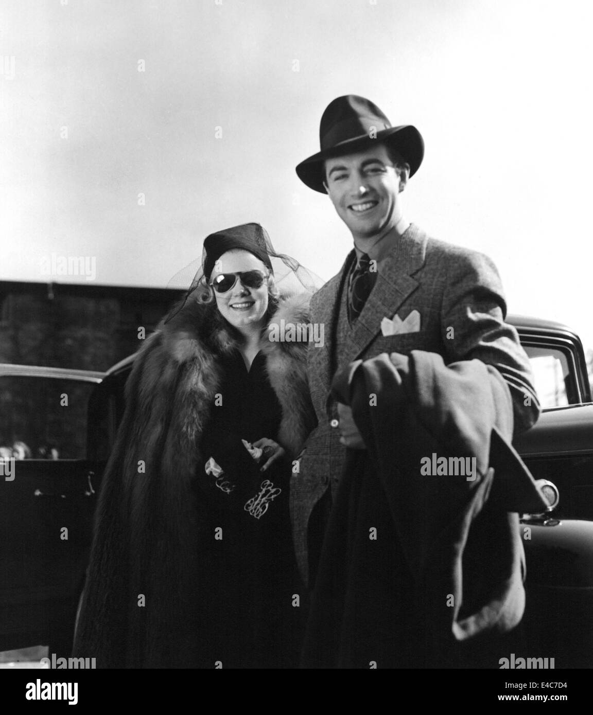 Jean Harlow, Robert Taylor, am Set des Films, "Persönliche Gegenstände", 1937 Stockfoto