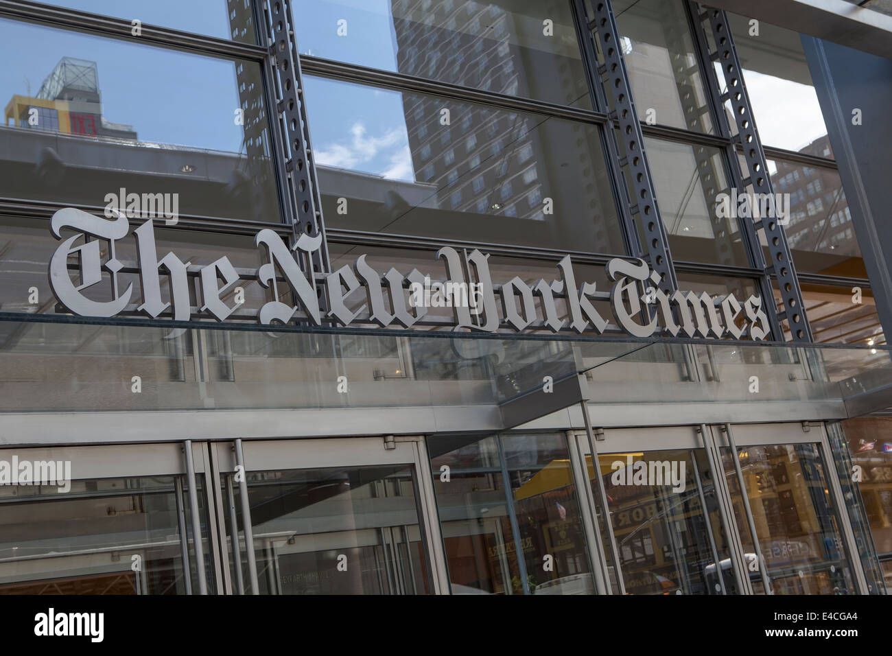 Abgebildet ist der Hauptsitz der New York Times im New Yorker Stadtteil Manhattan, NY Stockfoto
