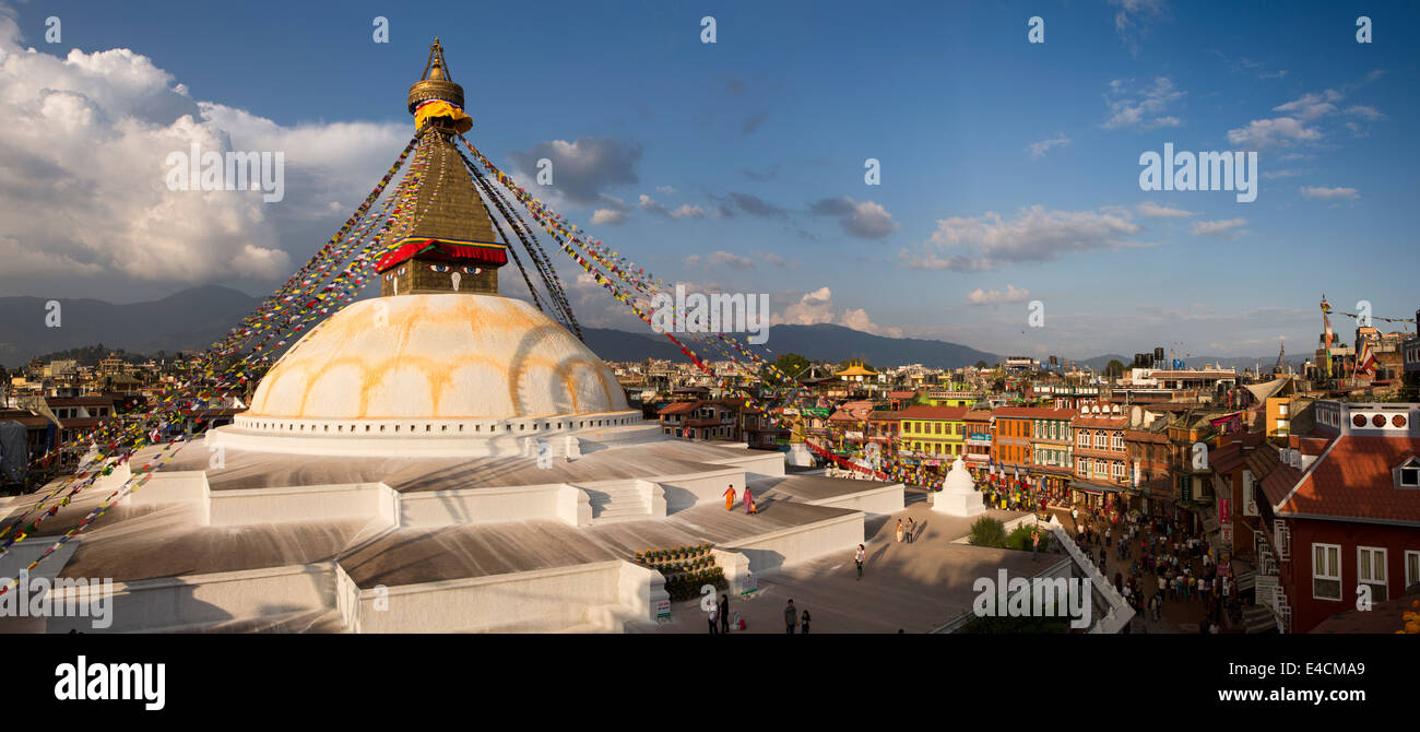 Nepal, Kathmandu, Boudhanath, Stupa und umliegenden Klöster, Panorama Stockfoto