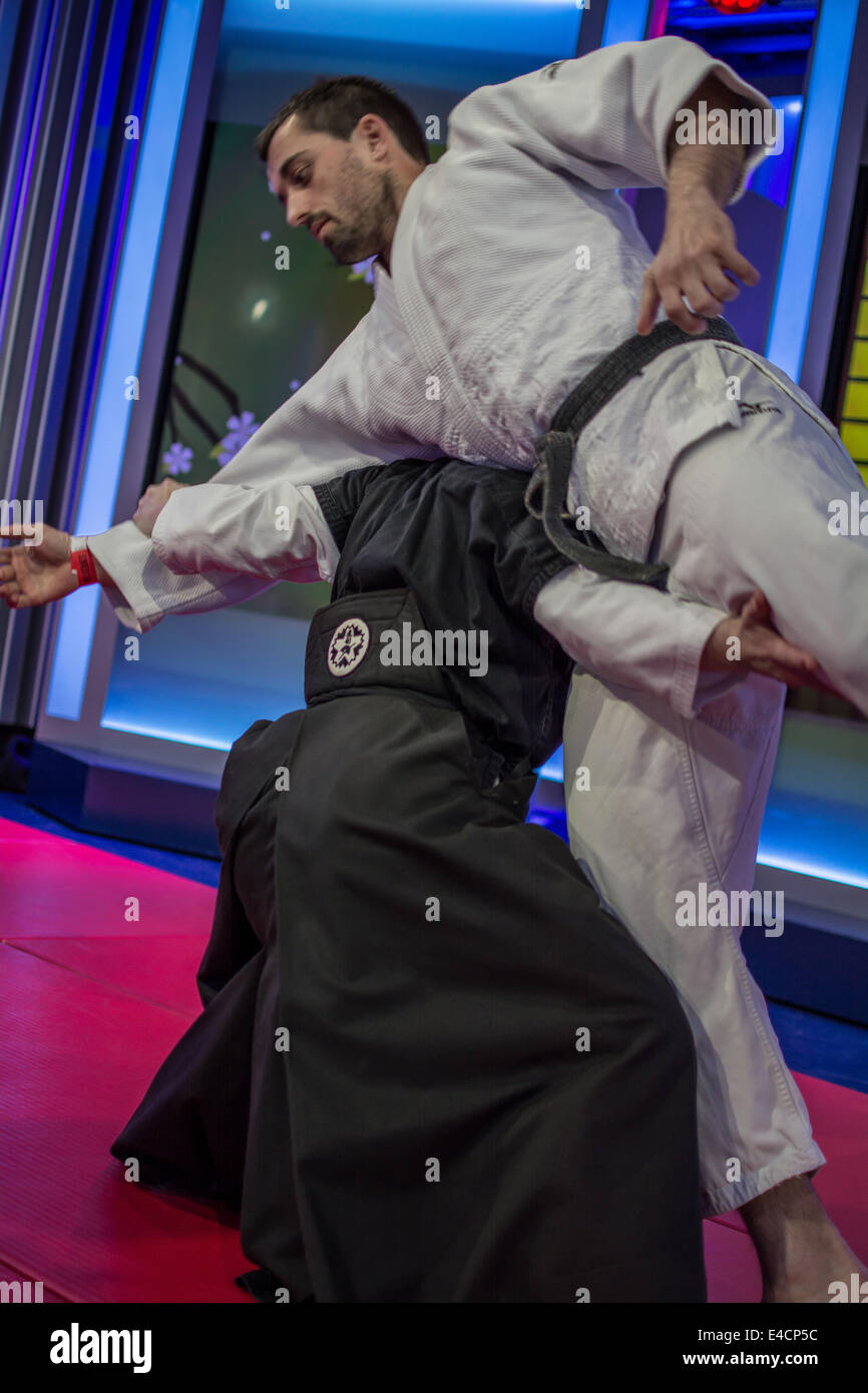 Jitsu London Frühjahr 2014 - Frauen in Martial-Arts - Mary Petty auf BBC1 The One Show. Stockfoto