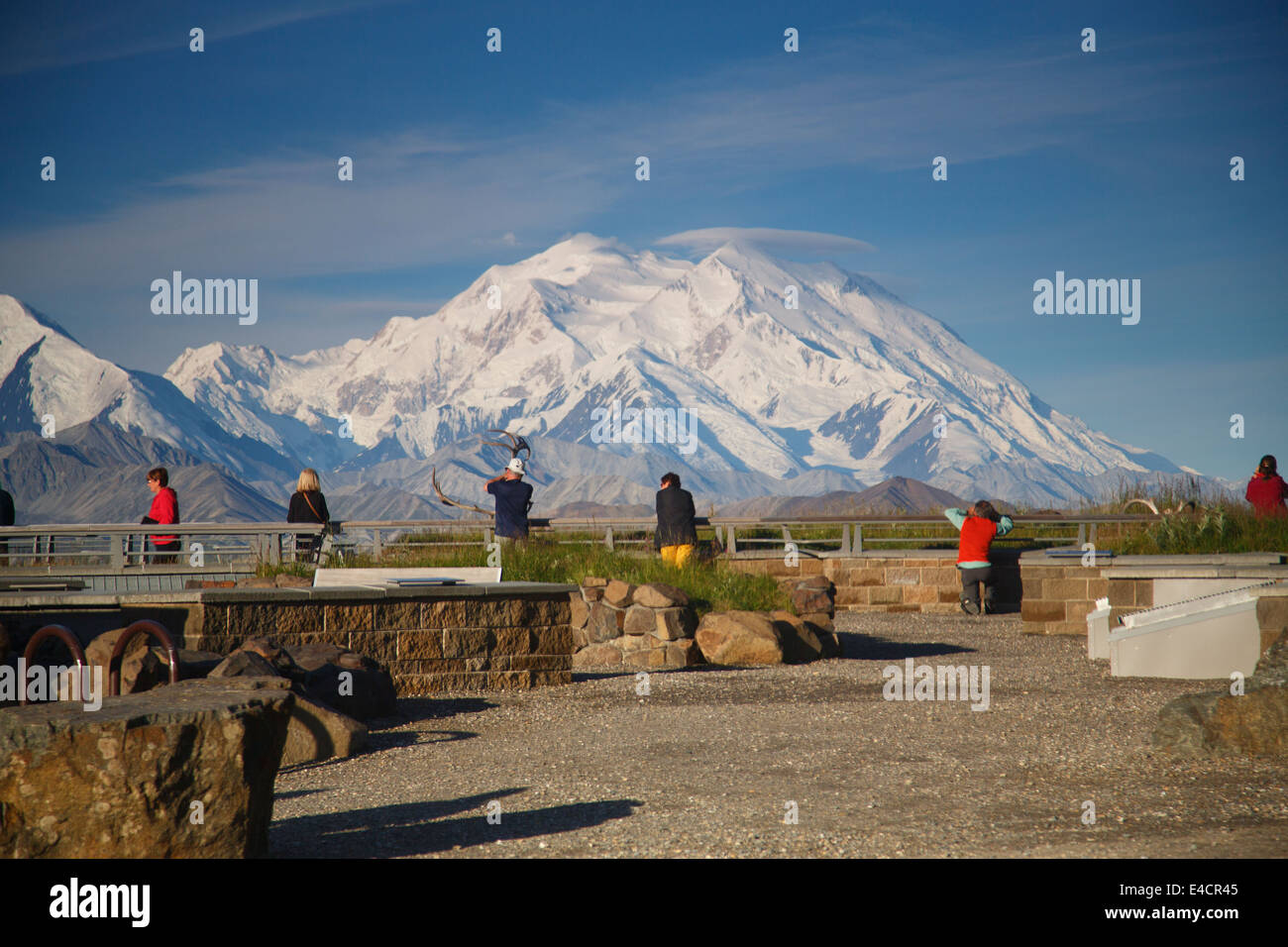 Mt McKinley auch bekannt als Denali, von der Eielson Visitor Center, Denali-Nationalpark, Alaska. Stockfoto