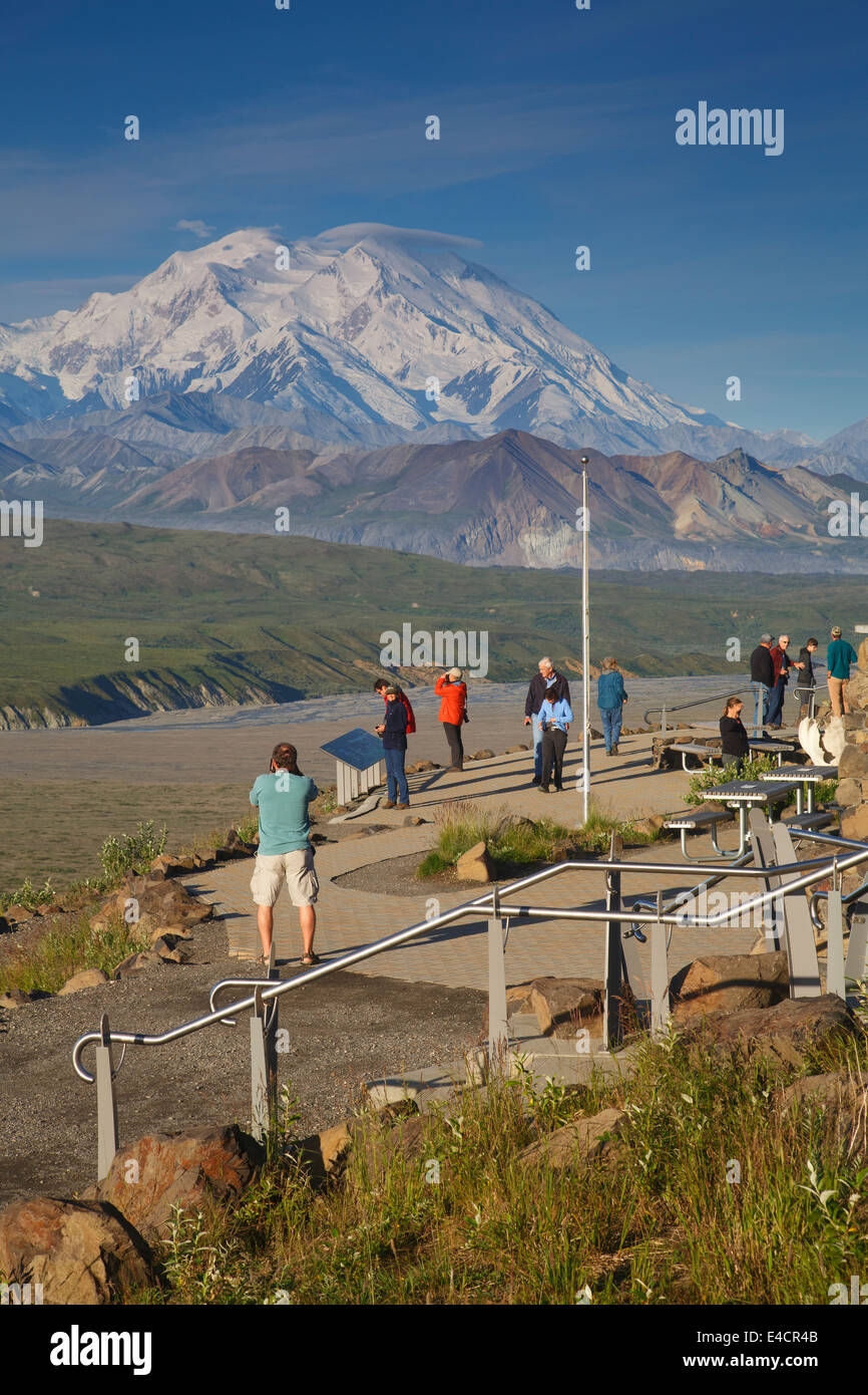 Mt McKinley auch bekannt als Denali, von der Eielson Visitor Center, Denali-Nationalpark, Alaska. Stockfoto