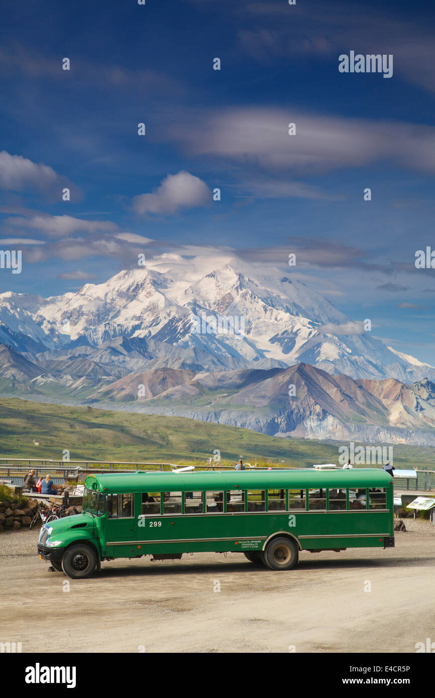 Mt McKinley auch bekannt als Denali, von der Eielson Visitor Center, Denali-Nationalpark, Alaska. Stockfoto