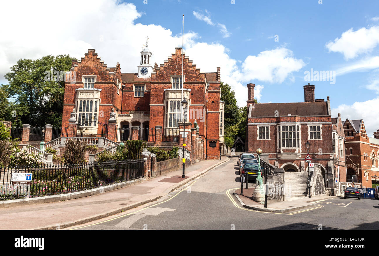 Die alten Schulen Gebäude an der Harrow School, 5 High St, Harrow on the Hill, Harrow, London, HA1 3HP, Middlesex, England, UK. Stockfoto