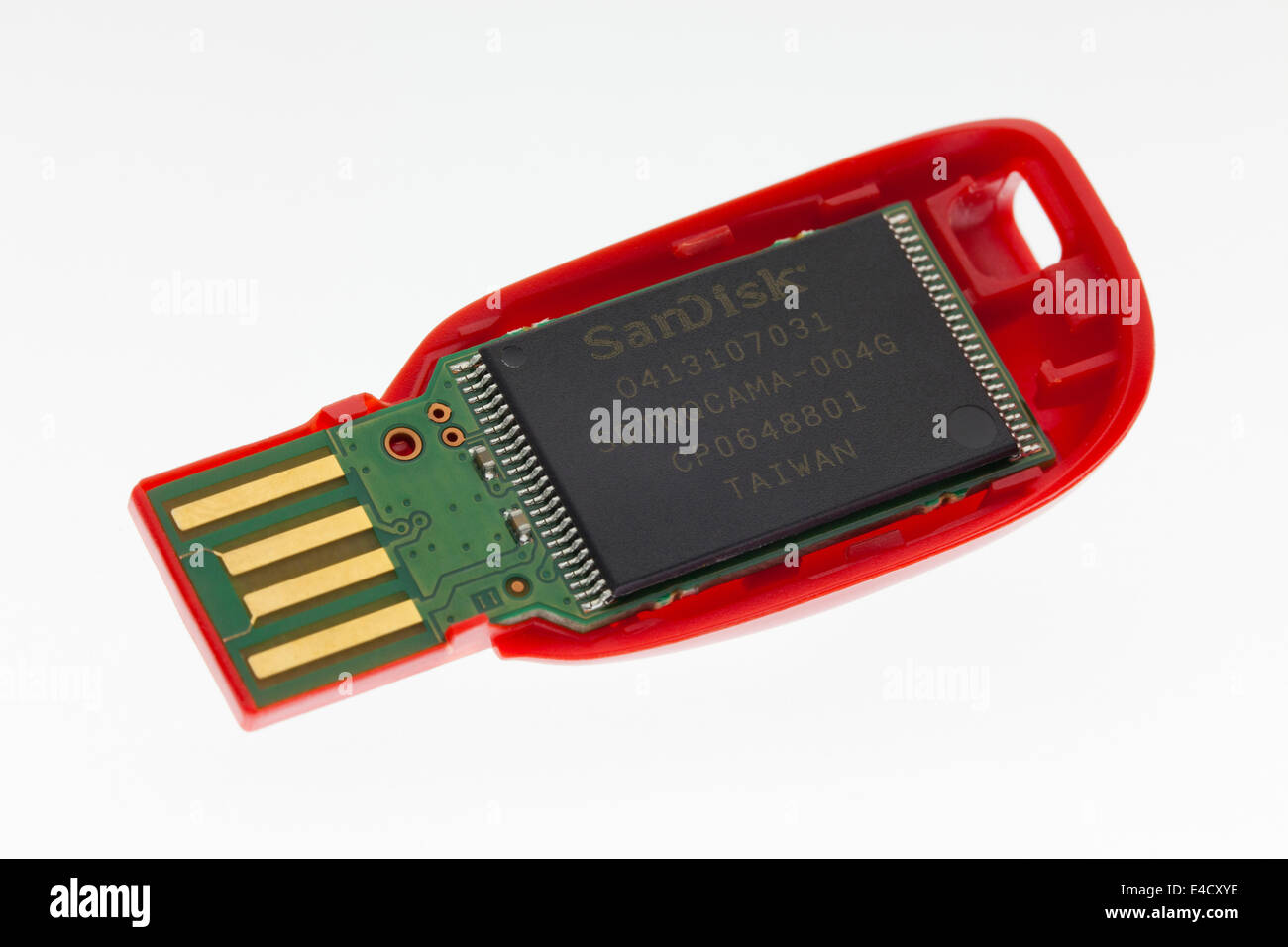 Detailansicht von SanDisk USB flash Drive-chip Stockfoto