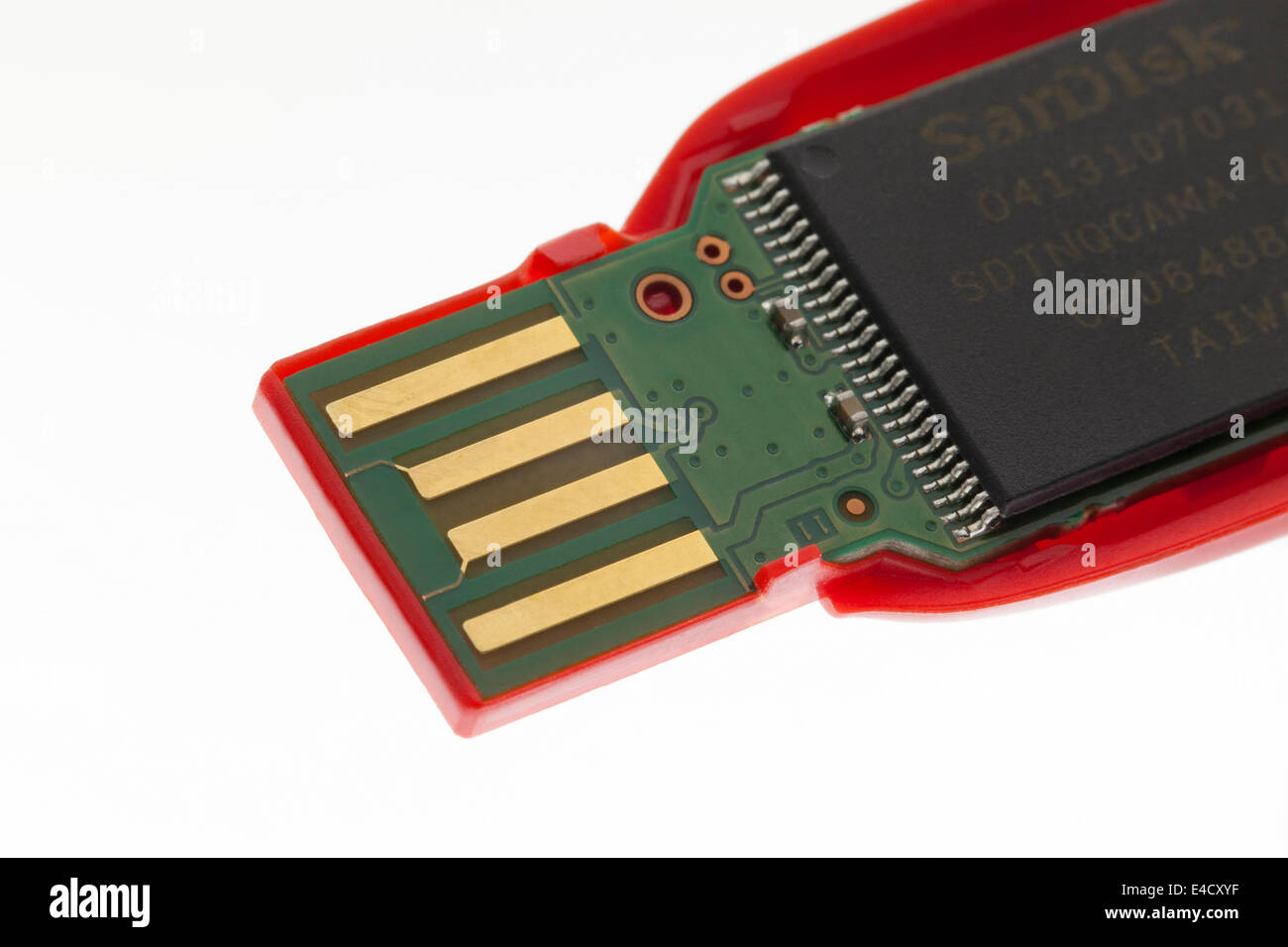 Detailansicht von SanDisk USB flash Drive connector Stockfoto