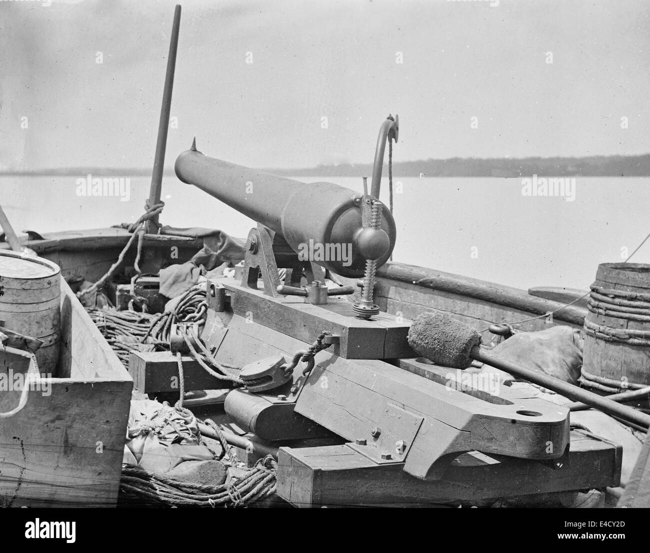 Bogen-Pistole auf konföderierte Kanonenboot Teazer, von Maritanza 1862 Juli 4 erfasst. Stockfoto