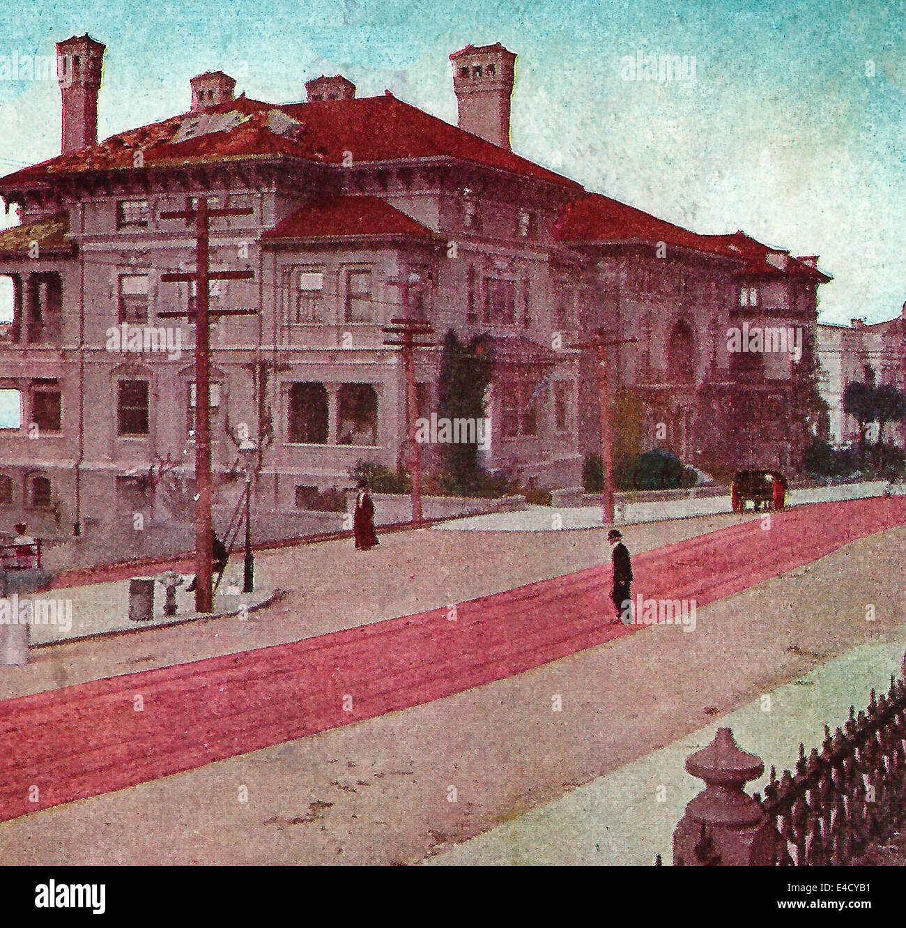 Schöne Häuser auf Pacific Avenue 18. April 1906 durch Erdbeben beschädigt Stockfoto