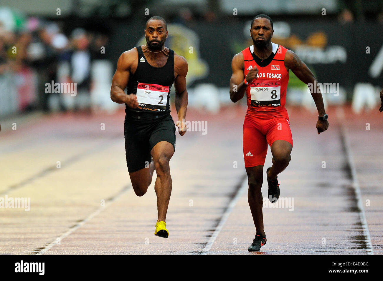 Montreuil, Frankreich. 7. Juli 2014. Tyson Gay/Richard Thompson - 100m treffen de Montreuil 2014. © Aurelien Meunier/Icon Sport/Cal Sport Media/ZUMAPRESS.com/Alamy Live-Nachrichten Stockfoto