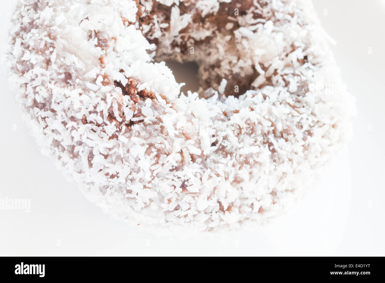 Stück Schokolade Kokosnuss Donut enge, stock Foto Stockfoto