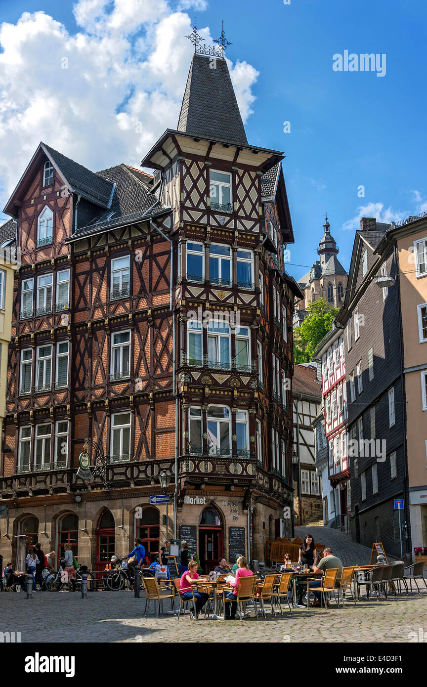 Fachwerkhaus "Deutsches Haus", Marktplatz, Str. Marys Kirche am Rücken, historischen Zentrum, Marburg, Hessen, Deutschland Stockfoto